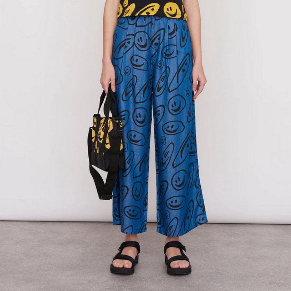 NWT Lazy Oaf Squish Face Wide Leg Pants